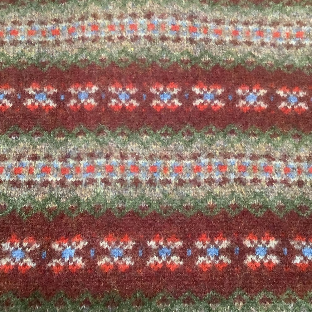 Burberrys Made in Scotland Fair Isle Wool Shawl Collar Sweater L Vintage 70s-80s - Picture 8 of 15